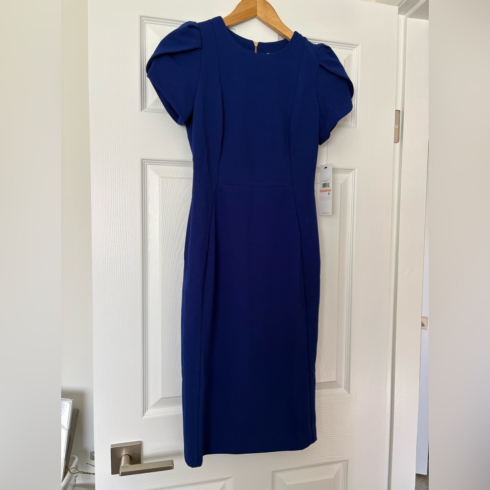 NWT-Calvin Klein Cobalt Blue Midi Sheath Dress
